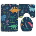 thumbnail image 1 of CHAPLLE Cute Dinosaur Cartoon 3 Piece Bathroom Rugs Set Bath Rug Contour Mat and Toilet Lid Cover, 1 of 2