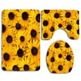 thumbnail image 1 of CHAPLLE Cute Sunflowers 3 Piece Bathroom Rugs Set Bath Rug Contour Mat and Toilet Lid Cover, 1 of 2