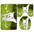 thumbnail image 1 of CHAPLLE Cute White Kitten 3 Piece Bathroom Rugs Set Bath Rug Contour Mat and Toilet Lid Cover, 1 of 2