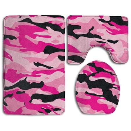 CHAPLLE D Blue Sea Horse 3 Piece Bathroom Rugs Set Bath Rug Contour Mat and Toilet Lid Cover