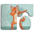 thumbnail image 1 of CHAPLLE Dabbing Fox 3 Piece Bathroom Rugs Set Bath Rug Contour Mat and Toilet Lid Cover, 1 of 2
