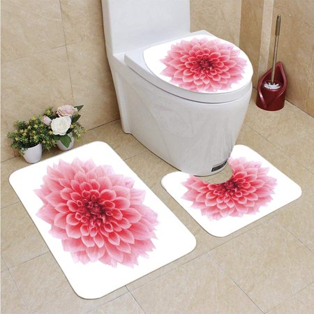 CHAPLLE Dahlia 3 Piece Bathroom Rugs Set Bath Rug Contour Mat and Toilet Lid Cover