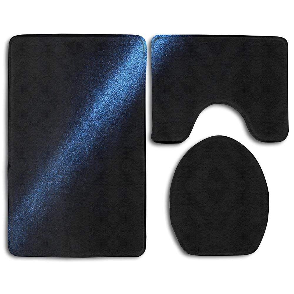 CHAPLLE Dark Blue 3 Piece Bathroom Rugs Set Bath Rug Contour Mat and Toilet Lid Cover - Walmart.com