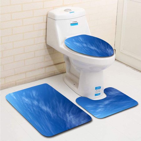 CHAPLLE Deep Sky 3 Piece Bathroom Rugs Set Bath Rug Contour Mat and Toilet Lid Cover