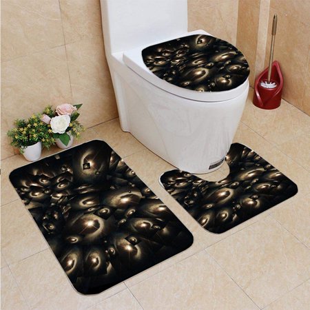 CHAPLLE Digital Collage a kaleidoscopic Space Scene Elements This 3 Piece Bathroom Rugs Set Bath Rug Contour Mat and Toilet Lid Cover