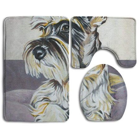 CHAPLLE Dog Style 3 Piece Bathroom Rugs Set Bath Rug Contour Mat and Toilet Lid Cover