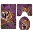 thumbnail image 1 of CHAPLLE Dog in Purple Field 3 Piece Bathroom Rugs Set Bath Rug Contour Mat and Toilet Lid Cover, 1 of 2