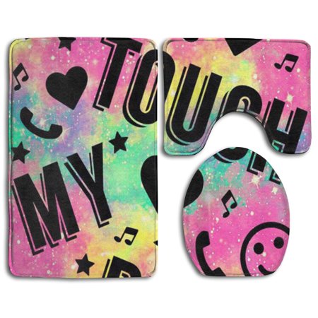 CHAPLLE Don't Touch My Phone 3 Piece Bathroom Rugs Set Bath Rug Contour Mat and Toilet Lid Cover