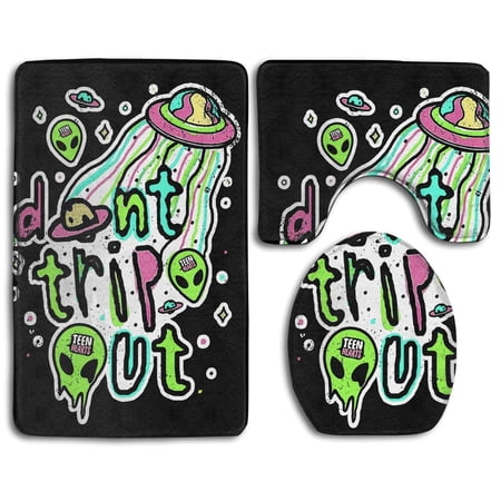CHAPLLE Don't Trip But 3 Piece Bathroom Rugs Set Bath Rug Contour Mat and Toilet Lid Cover