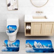 CHAPLLE Dramatic Mountain Peaks Panorama Snowy Summits Above Clouds Himalayas Nepal 3 Piece Bathroom Rugs Set Bath Rug Contour Mat and Toilet Lid Cover