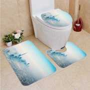 CHAPLLE Dubai City in Sunrise Aerial View 3 Piece Bathroom Rugs Set Bath Rug Contour Mat and Toilet Lid Cover