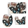 thumbnail image 1 of CHAPLLE Durable Retro Butterfly Printing 3 Piece Bathroom Rugs Set Bath Rug Contour Mat and Toilet Lid Cover, 1 of 2