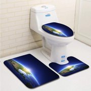 CHAPLLE Earth Sunrise Over cloudless North America 3 Piece Bathroom Rugs Set Bath Rug Contour Mat and Toilet Lid Cover