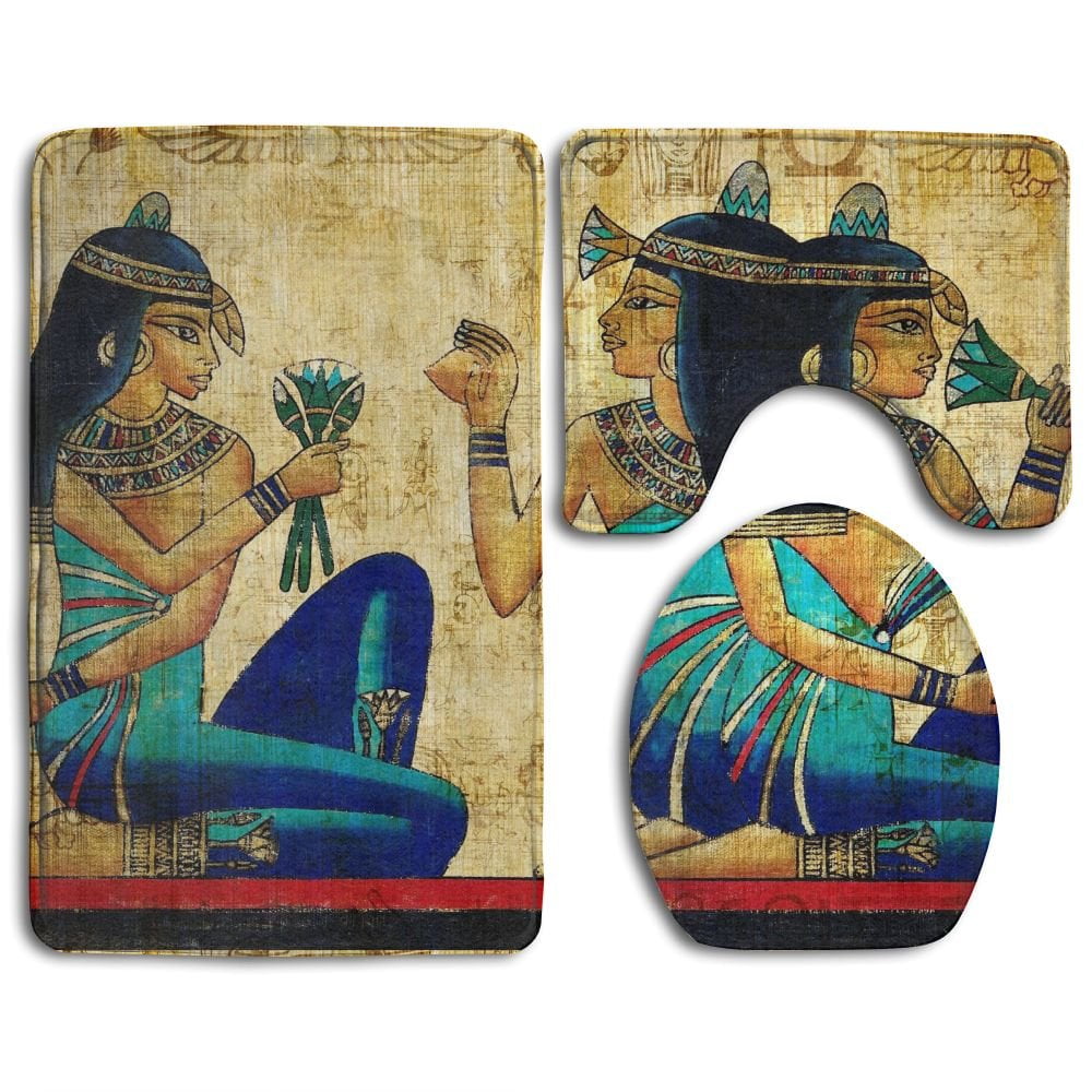 CHAPLLE Egyptian Women 3 Piece Bathroom Rugs Set Bath Rug Contour Mat ...