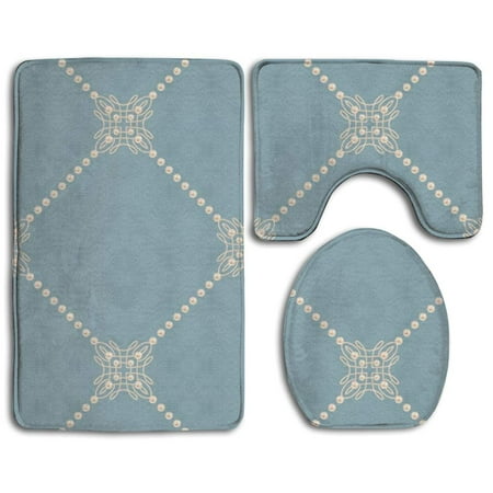 CHAPLLE Elegant Golden Knot 3 Piece Bathroom Rugs Set Bath Rug Contour Mat and Toilet Lid Cover