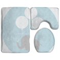 thumbnail image 1 of CHAPLLE Elephant Little Baby Elephant Big Balloons Happy Funny Icon 3 Piece Bathroom Rugs Set Bath Rug Contour Mat and Toilet Lid Cover, 1 of 2