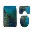 thumbnail image 1 of CHAPLLE Embroidery Peacock Feathers 3 Piece Bathroom Rugs Set Bath Rug Contour Mat and Toilet Lid Cover, 1 of 2