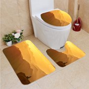 CHAPLLE Enjoying Silence 3 Piece Bathroom Rugs Set Bath Rug Contour Mat and Toilet Lid Cover