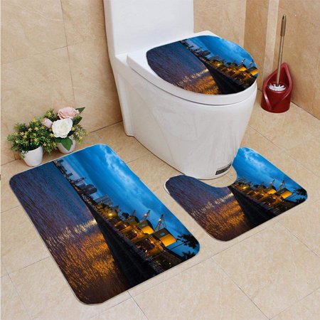 CHAPLLE Estacao das Docas in Belm Par Brazil 3 Piece Bathroom Rugs Set Bath Rug Contour Mat and Toilet Lid Cover