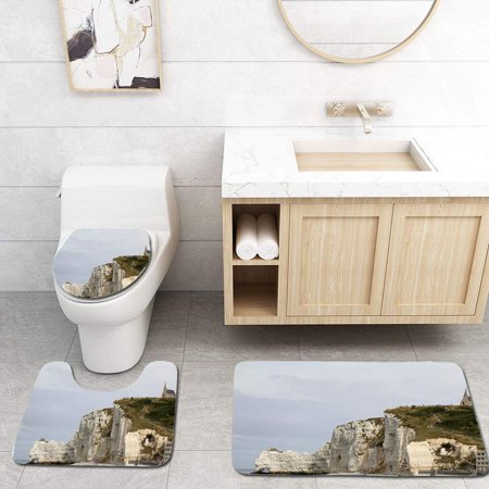 CHAPLLE Etretat 3 Piece Bathroom Rugs Set Bath Rug Contour Mat and Toilet Lid Cover