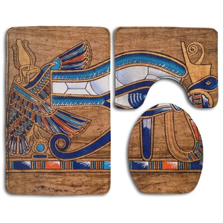 CHAPLLE Eye Horus 3 Piece Bathroom Rugs Set Bath Rug Contour Mat and Toilet Lid Cover