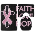 thumbnail image 1 of CHAPLLE Faith Love Hope Breast Cancer Ribbon 3 Piece Bathroom Rugs Set Bath Rug Contour Mat and Toilet Lid Cover, 1 of 2
