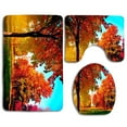 thumbnail image 1 of CHAPLLE Fall Fresh Fond Automne Trees 3 Piece Bathroom Rugs Set Bath Rug Contour Mat and Toilet Lid Cover, 1 of 2