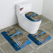 CHAPLLE Faraglioni Cliffs Capri Italy Europe 3 Piece Bathroom Rugs Set Bath Rug Contour Mat and Toilet Lid Cover