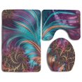 thumbnail image 1 of CHAPLLE Feather Fractal Artistic 3 Piece Bathroom Rugs Set Bath Rug Contour Mat and Toilet Lid Cover, 1 of 2