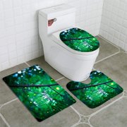 CHAPLLE Firefly in a jar 3 Piece Bathroom Rugs Set Bath Rug Contour Mat and Toilet Lid Cover