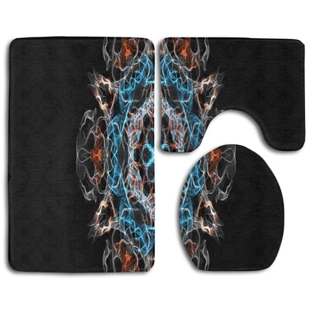 CHAPLLE Flower 3 Piece Bathroom Rugs Set Bath Rug Contour Mat and Toilet Lid Cover