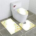 thumbnail image 1 of CHAPLLE Flower Floral Daisies Abstract Oriental Details and Leaves Sun like Art 3 Piece Bathroom Rugs Set Bath Rug Contour Mat and Toilet Lid Cover, 1 of 2