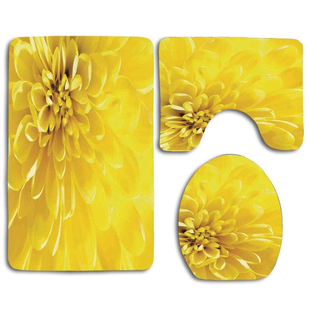 CHAPLLE Flowers Fashion Bath Rugs, Yellow, 3 -Pieces - Walmart.com