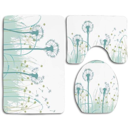CHAPLLE Forest Natural Scenery Trees Autumn Season in Woods Wilderness Rural Growth Eco 3 Piece Bathroom Rugs Set Bath Rug Contour Mat and Toilet Lid Cover