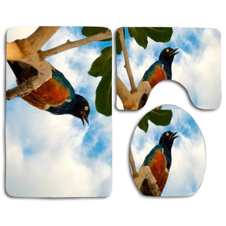 CHAPLLE Free as a Bird 3 Piece Bathroom Rugs Set Bath Rug Contour Mat and Toilet Lid Cover