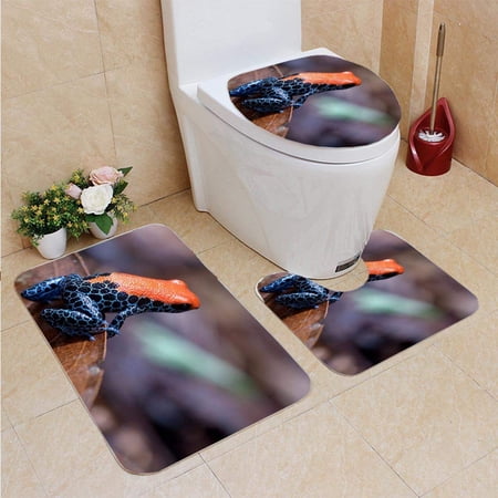 CHAPLLE Frog 01 3 Piece Bathroom Rugs Set Bath Rug Contour Mat and Toilet Lid Cover