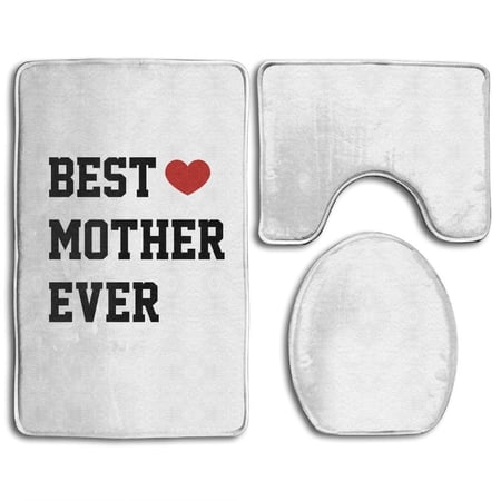 CHAPLLE Funny Best Mother Ever 3 Piece Bathroom Rugs Set Bath Rug Contour Mat and Toilet Lid Cover