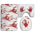 thumbnail image 1 of CHAPLLE Funny Bloody Hands Halloween 3 Piece Bathroom Rugs Set Bath Rug Contour Mat and Toilet Lid Cover, 1 of 2