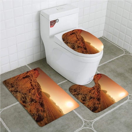 CHAPLLE Galaxy Landscape from Movie Fantastic Fictional Galaxy War Sunset 3 Piece Bathroom Rugs Set Bath Rug Contour Mat and Toilet Lid Cover