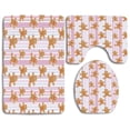 thumbnail image 1 of CHAPLLE Gingerbread Man Kids Pastel Colored Striped Backdrop Cute Bakery Xmas Goodies 3 Piece Bathroom Rugs Set Bath Rug Contour Mat and Toilet Lid Cover, 1 of 2