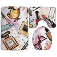 thumbnail image 1 of CHAPLLE Girly Cosmetic Make Up Perfume Lipstick Nail Polish Brush Modern City 3 Piece Bathroom Rugs Set Bath Rug Contour Mat and Toilet Lid Cover, 1 of 2