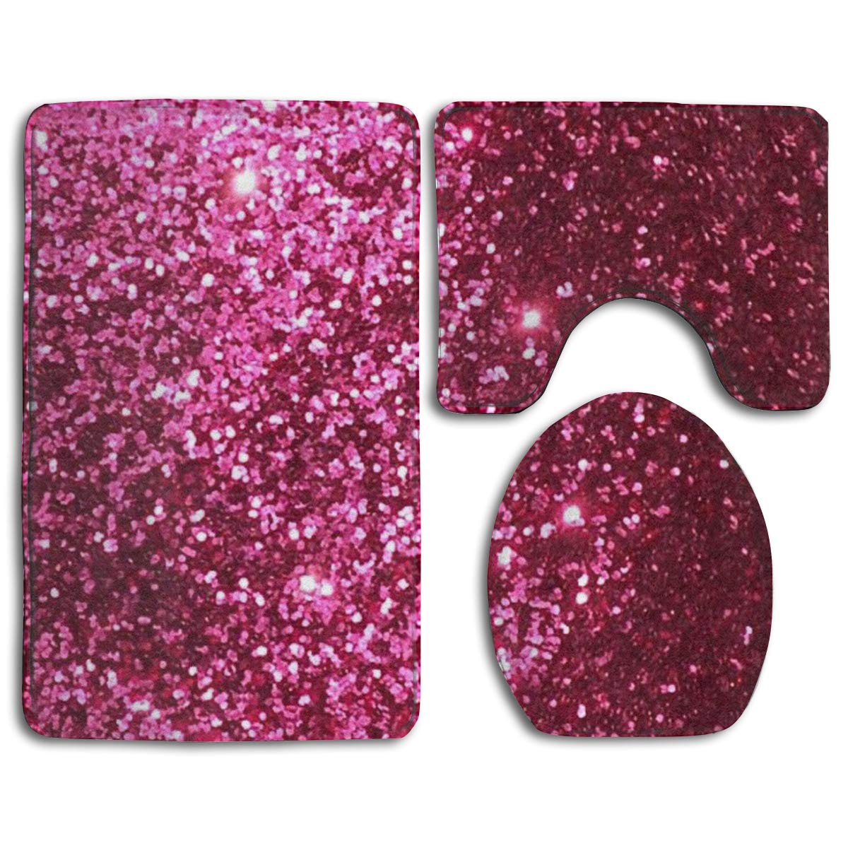 CHAPLLE Glitter Bling Bling 3 Piece Bathroom Rugs Set Bath Rug Contour ...