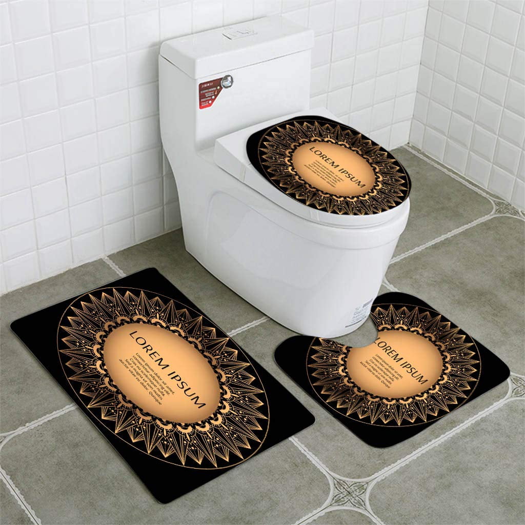 Black And Gold 3 Pieces Bathroom Rugs Set Bath Rug Mat And Toilet