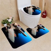 CHAPLLE Gray Sponge Sea Stars 3 Piece Bathroom Rugs Set Bath Rug Contour Mat and Toilet Lid Cover