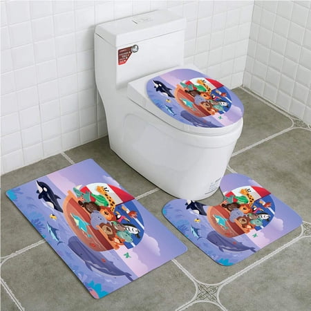 CHAPLLE Group Wild Sailing 3 Piece Bathroom Rugs Set Bath Rug Contour Mat and Toilet Lid Cover