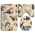 thumbnail image 1 of CHAPLLE Hairy Ferret 3 Piece Bathroom Rugs Set Bath Rug Contour Mat and Toilet Lid Cover, 1 of 2