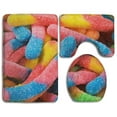 thumbnail image 1 of CHAPLLE Halloween Sour Gummy Worms 3 Piece Bathroom Rugs Set Bath Rug Contour Mat and Toilet Lid Cover, 1 of 2