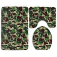 thumbnail image 1 of CHAPLLE Happy Christmas Tricolor Camouflage 3 Piece Bathroom Rugs Set Bath Rug Contour Mat and Toilet Lid Cover, 1 of 2