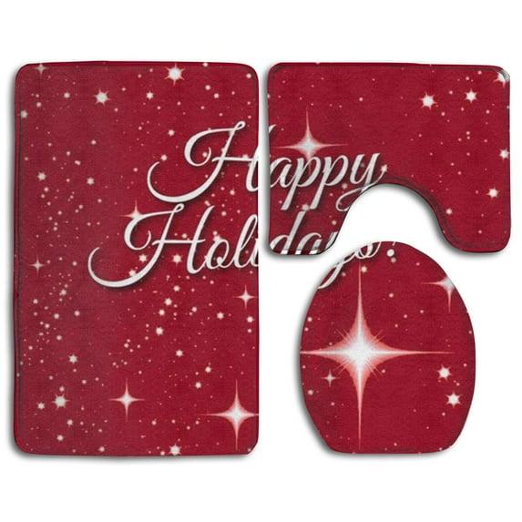 CHAPLLE Hapy Holidays 3 Piece Bathroom Rugs Set Bath Rug Contour Mat and Toilet Lid Cover