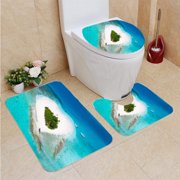 CHAPLLE He Shaped Island in Caribbean Honeymoon Getaway Destination 3 Piece Bathroom Rugs Set Bath Rug Contour Mat and Toilet Lid Cover